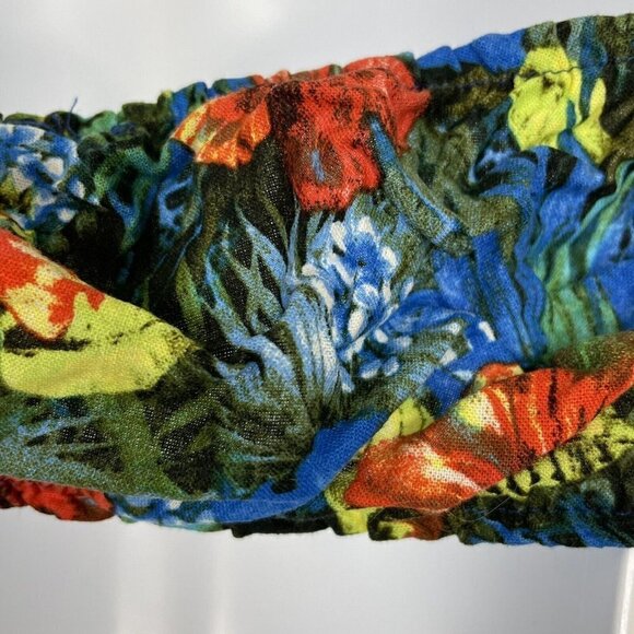 Reclaimed Vintage Inspired Tropical Print Bandeau Top Linen Cotton Blend Size 6 - Picture 5 of 7